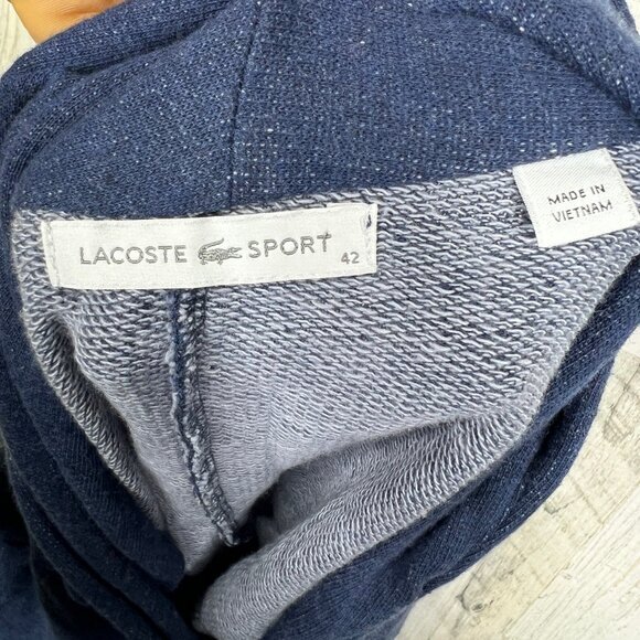 Lacoste Sport Cardigan Sweater Size 42 Blue Cotton Large Full Zip Sweatshirt Top - Picture 10 of 16